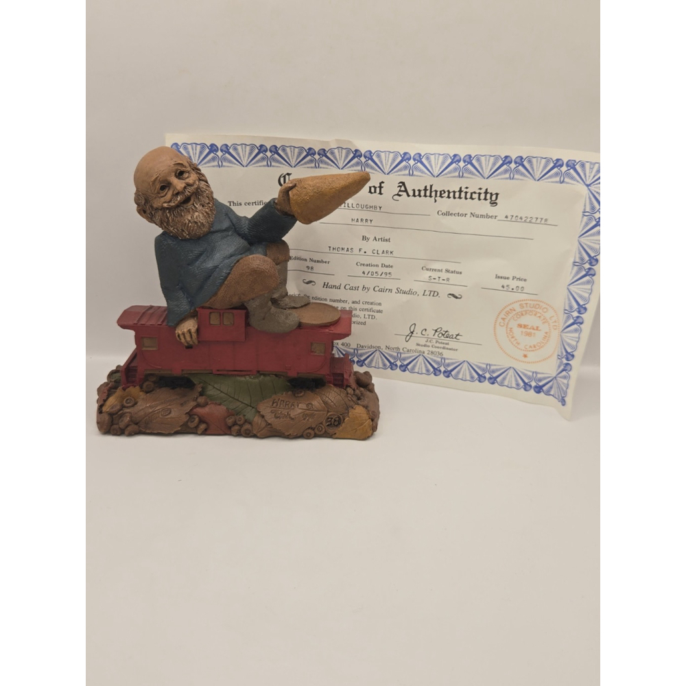 1995 Tom Clark Gnome "Harry" #98 With COA Train Car Cairn Studios